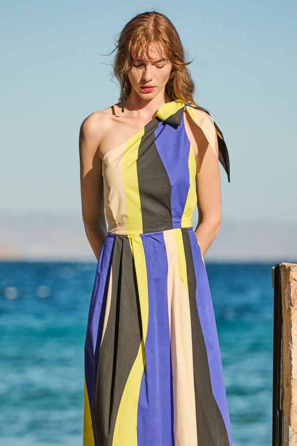 Annie P One Shoulder Dress Liquid Multi