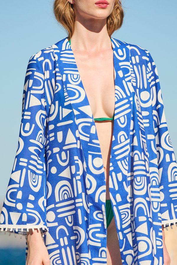 Annie P Robe W Belt Ornaments Blue