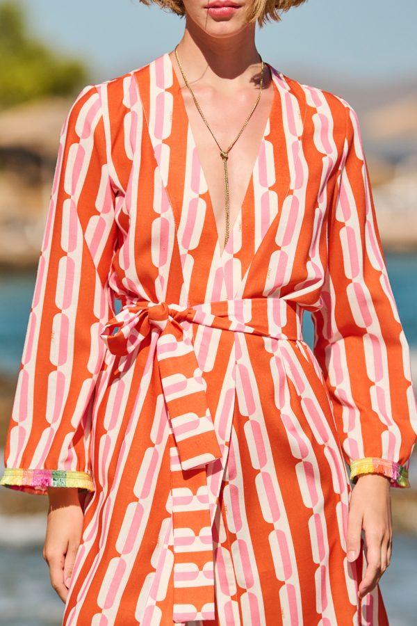 Annie P Robe W Belt Pills Orange