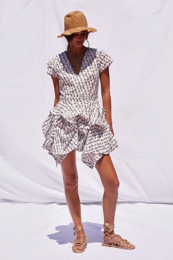 annie p Rose Dress Leaves White