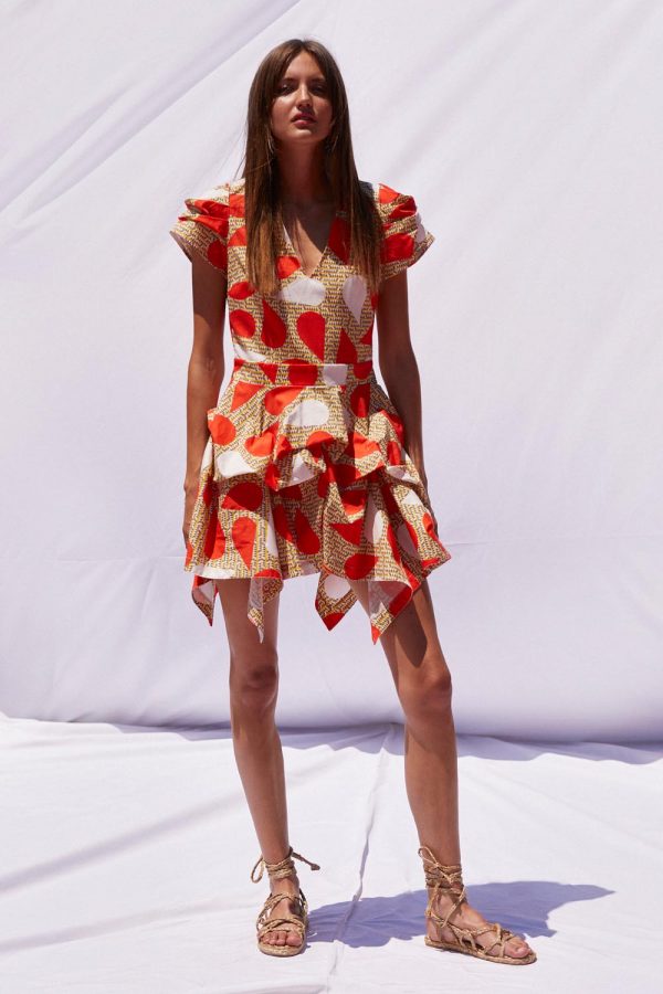 annie p Rose Dress Psychedelic Red