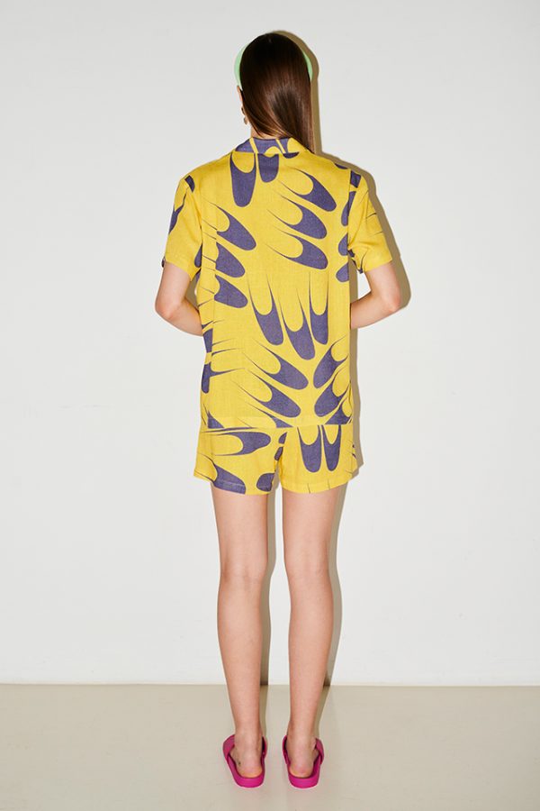 Annie P Safari Shorts Cats Paw Yellow