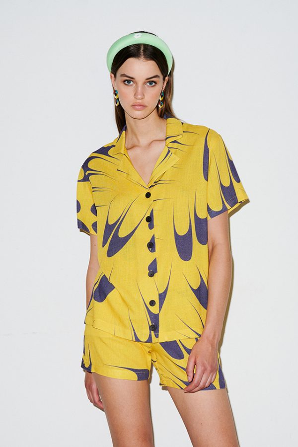 annie p Safari Shorts Cats Paw Yellow