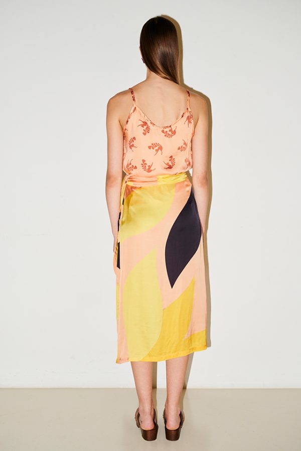 Annie P Sarong Skirt Forest Salmon