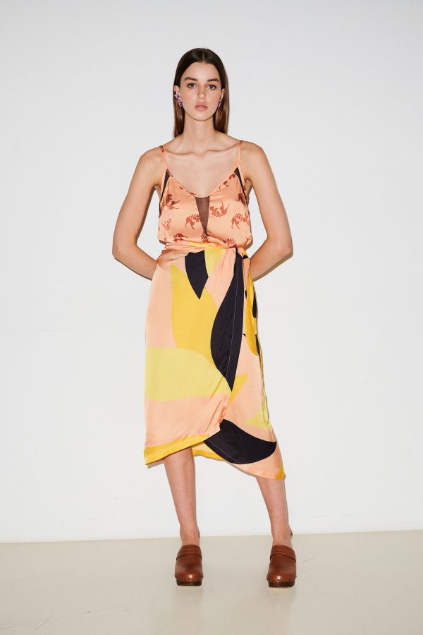 annie p Sarong Skirt Forest Salmon