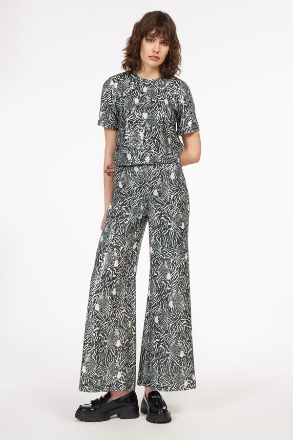 Annie P Sequin Blouse Zebra Black