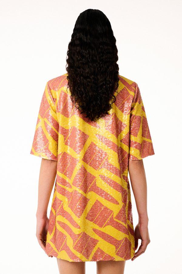 Annie P Sequin Dress Brushes Yellow