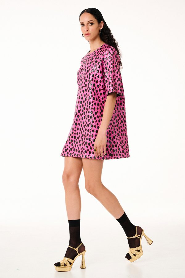 Annie P Sequin Dress Pelle Fucshia