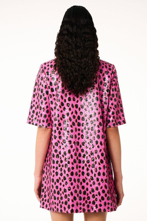 Annie P Sequin Dress Pelle Fucshia