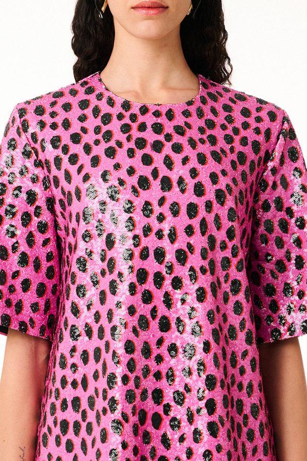 Annie P Sequin Dress Pelle Fucshia