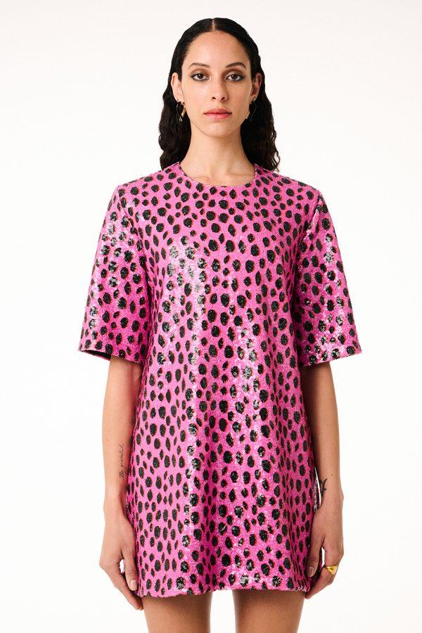 annie p Sequin Dress Pelle Fucshia