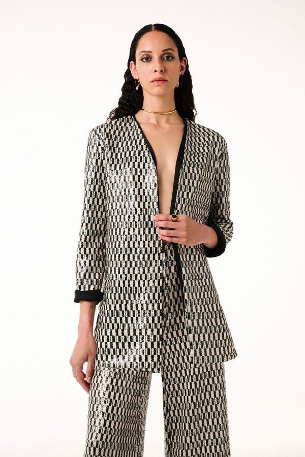 annie p Sequin Jacket Piano