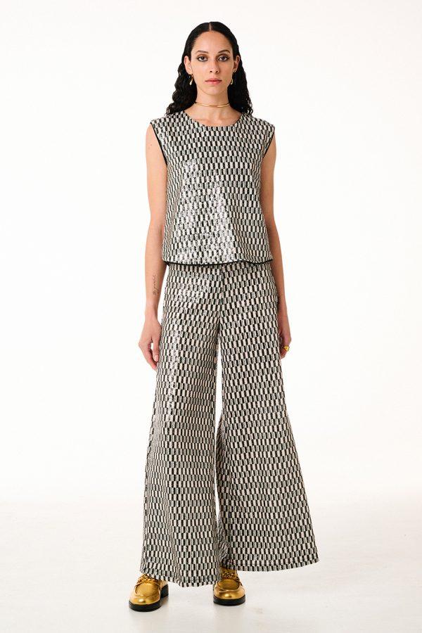 annie p Sequin Pants Piano