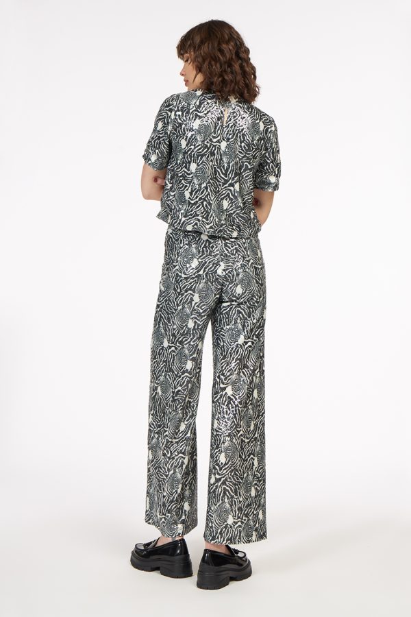 Annie P Sequin Pants Zebra Black