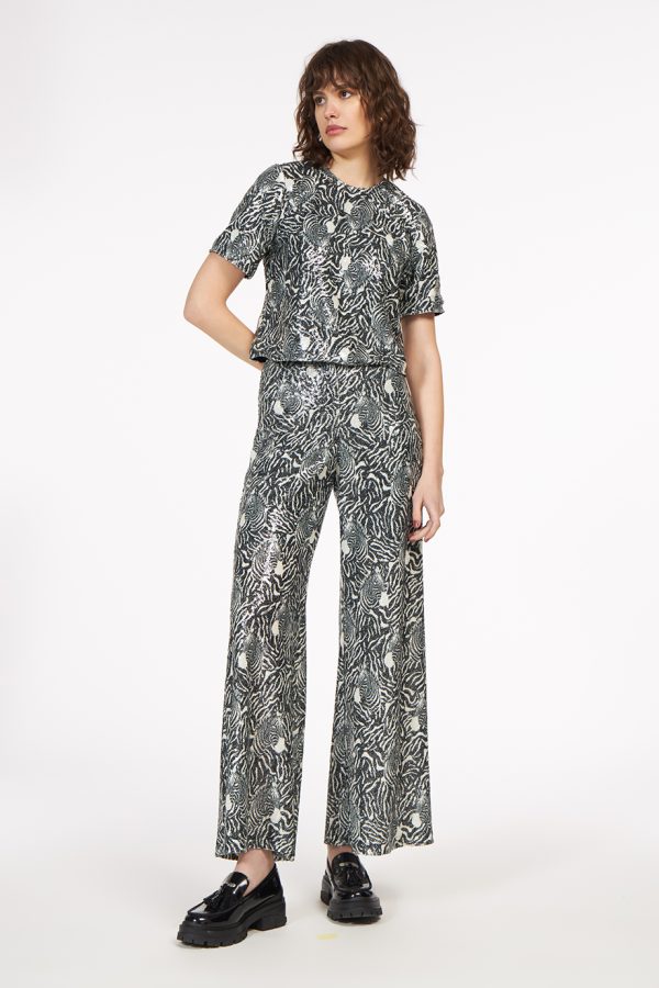 Annie P Sequin Pants Zebra Black