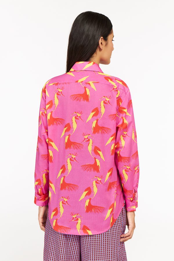 Annie P Serafina Shirt Birds Fuchsia