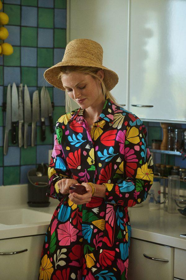 annie p Serafina Shirt Garden Black