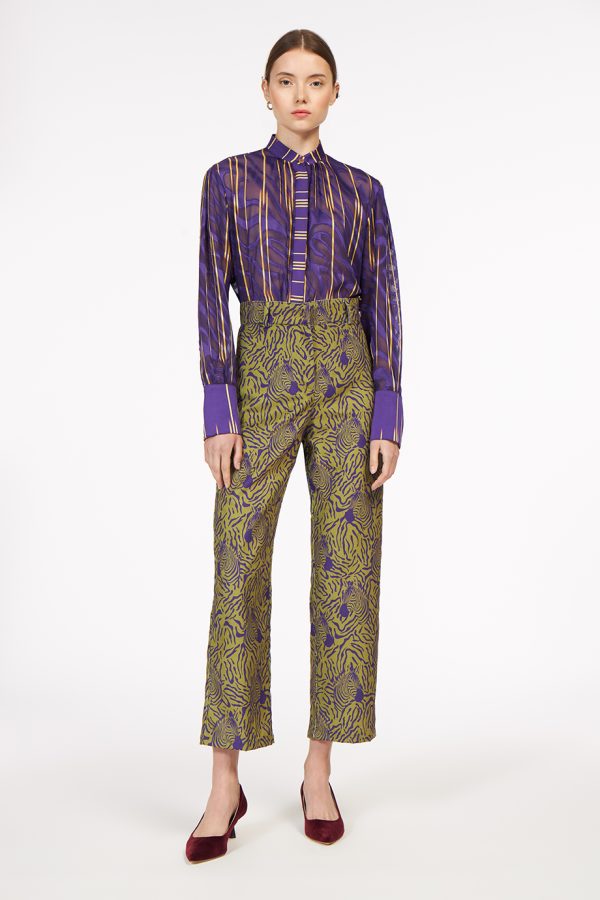 Annie P Shimmering Shirt Lines Purple