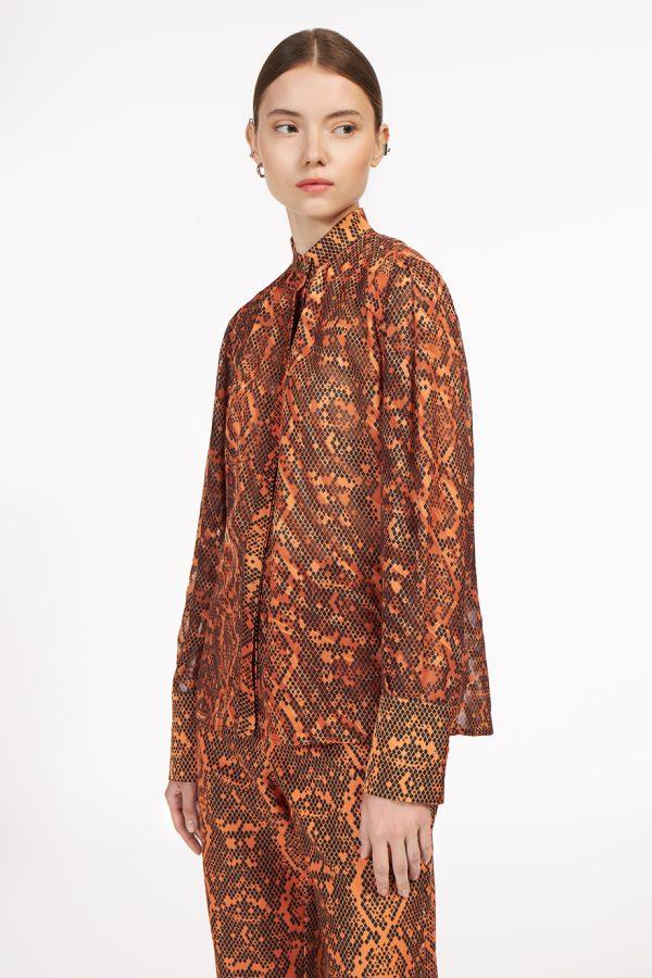 annie p Shimmering Shirt Snake Orange