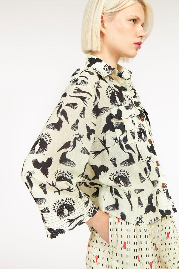 Annie P Short Safari Jacket Xerox Birds