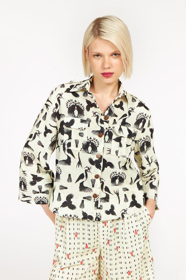 annie p Short Safari Jacket Xerox Birds