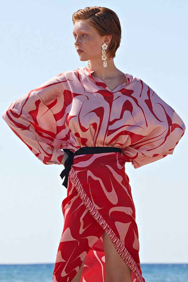 annie p Silk Blouse Liquid Pink