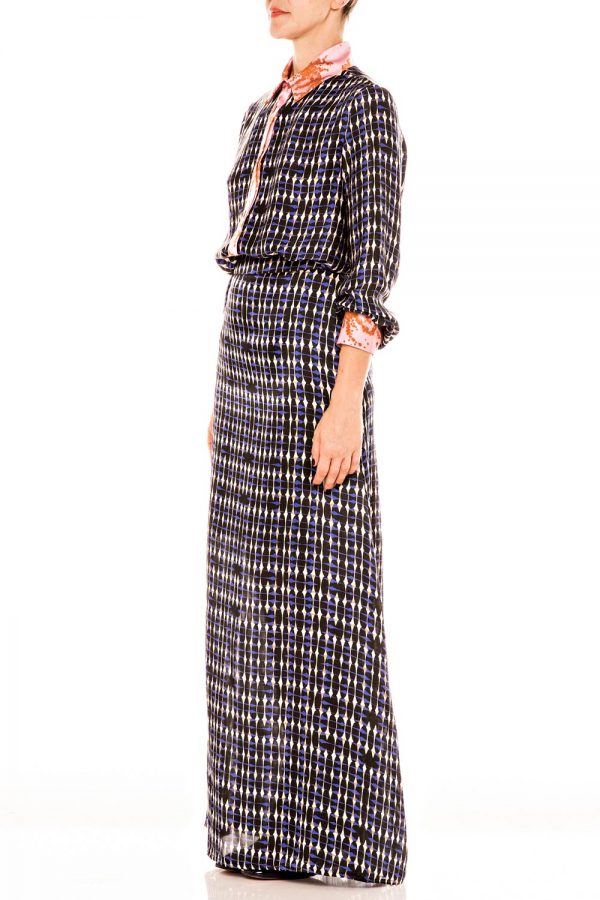 Annie P Silk Skirt Fishnet Blue