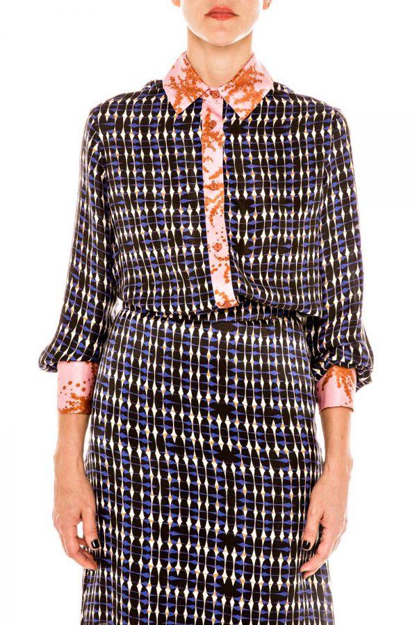 Annie P Silk Skirt Fishnet Blue