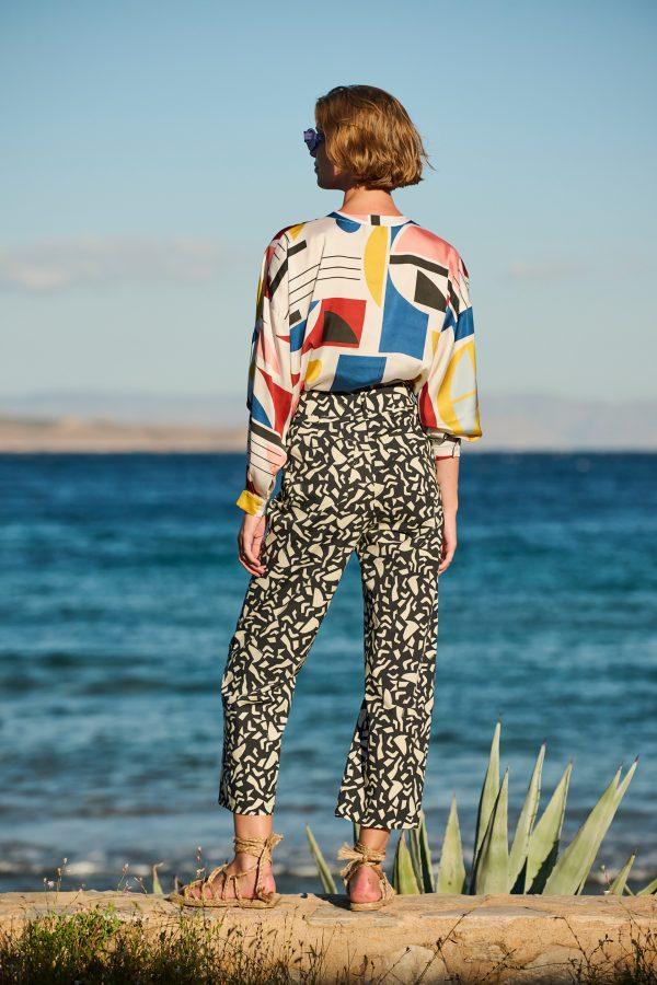 Annie P Summer Blouse Bauhaus White