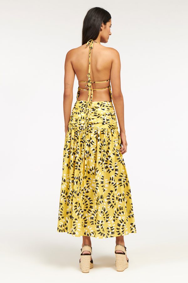 Annie P Thelma Dress Dancing Feathers Yellow