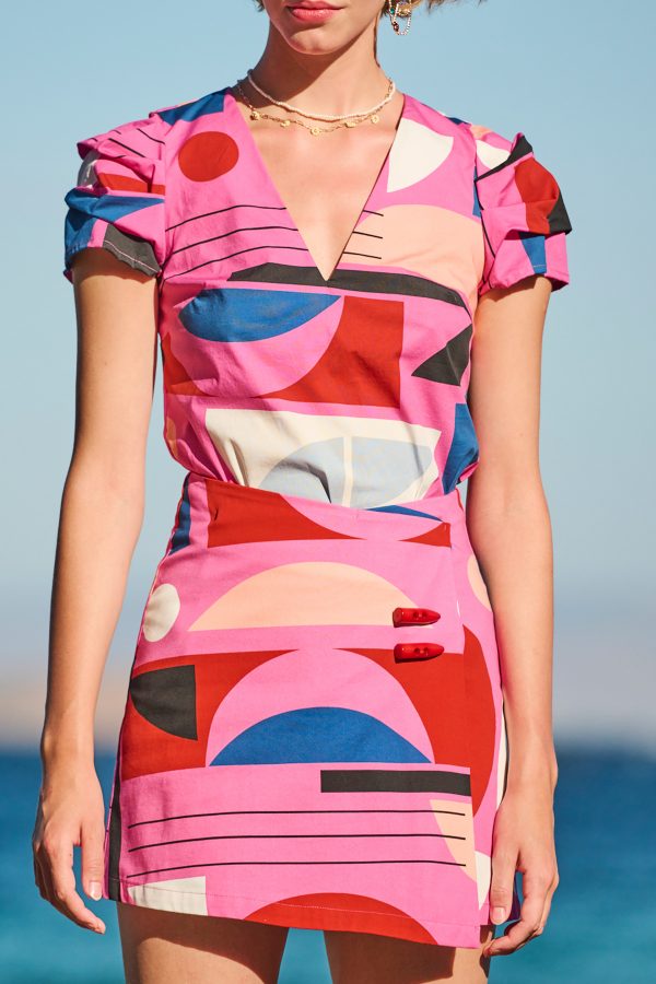 Annie P Twiggy Skirt Bauhaus Fuchsia