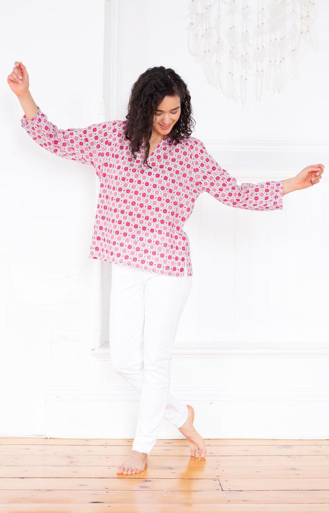 Anokhi Artisan Blouse In Sweet Rose