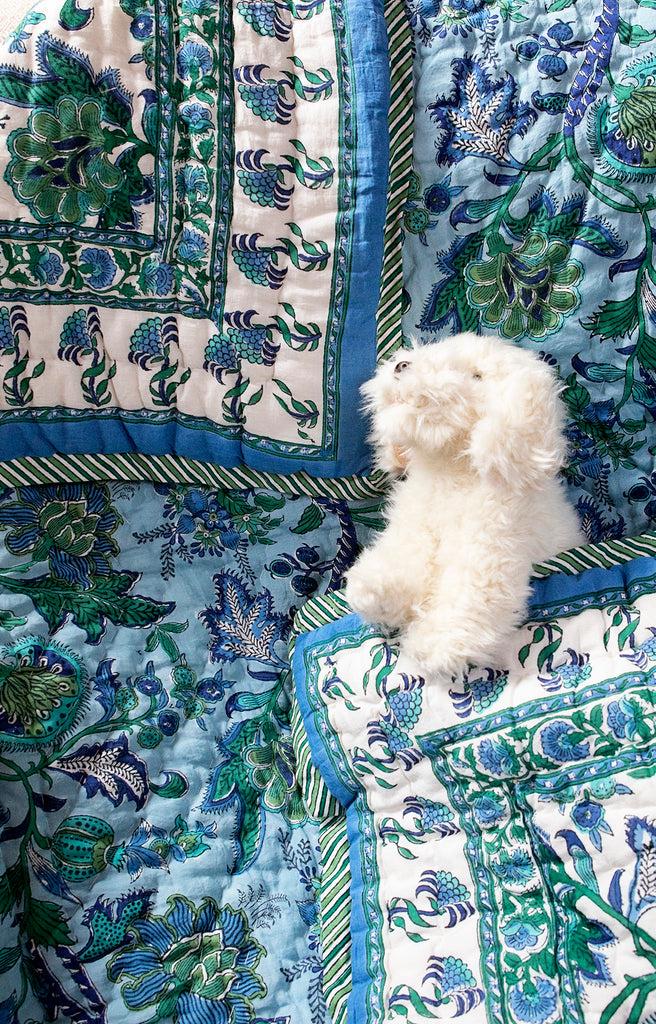 Anokhi Baby Quilt In Damask White