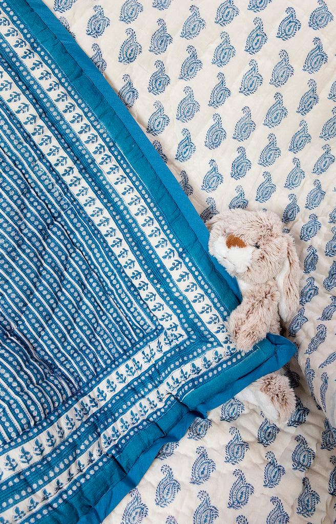Anokhi Baby Quilt In Denim Double Paisley