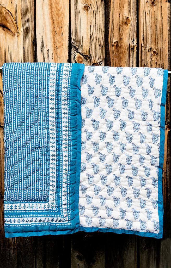 Anokhi Baby Quilt In Denim Double Paisley