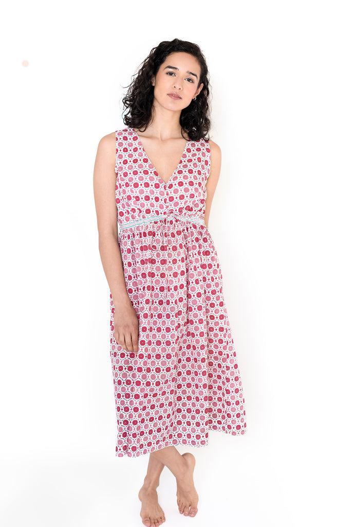 Anokhi Button Sundress In Sweet Rose