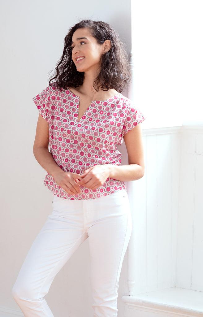 anokhi Cap Tee in Sweet Rose