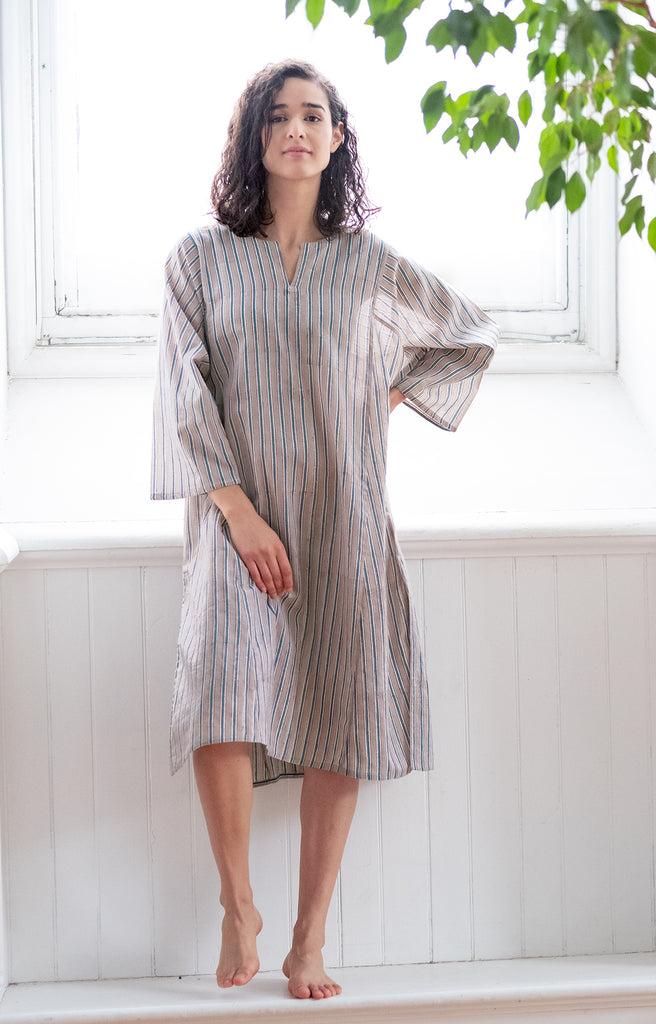 Anokhi Classic Tunic In Grey Stripe
