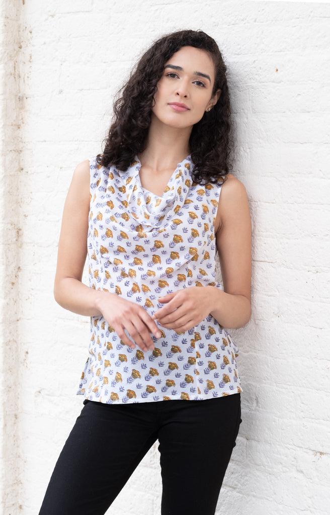 anokhi Cowl Tank in Gold Tulip