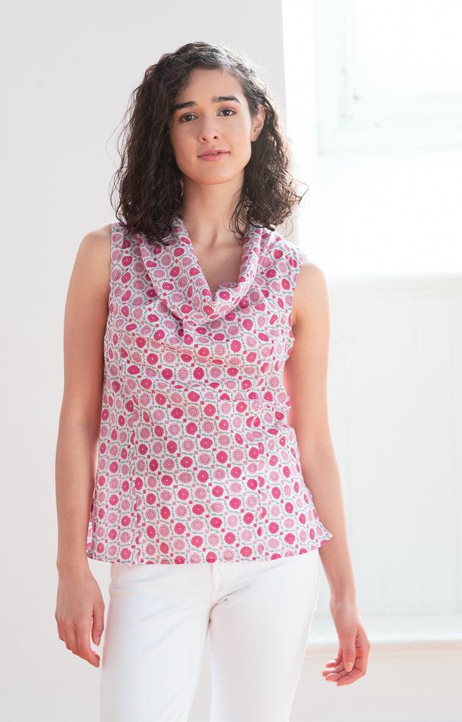 Anokhi Cowl Tank In Sweet Rose