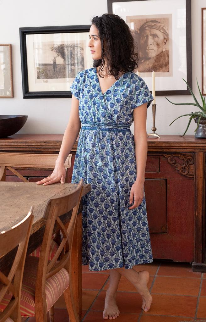 Anokhi Crossover Sundress In Lapis Tulip