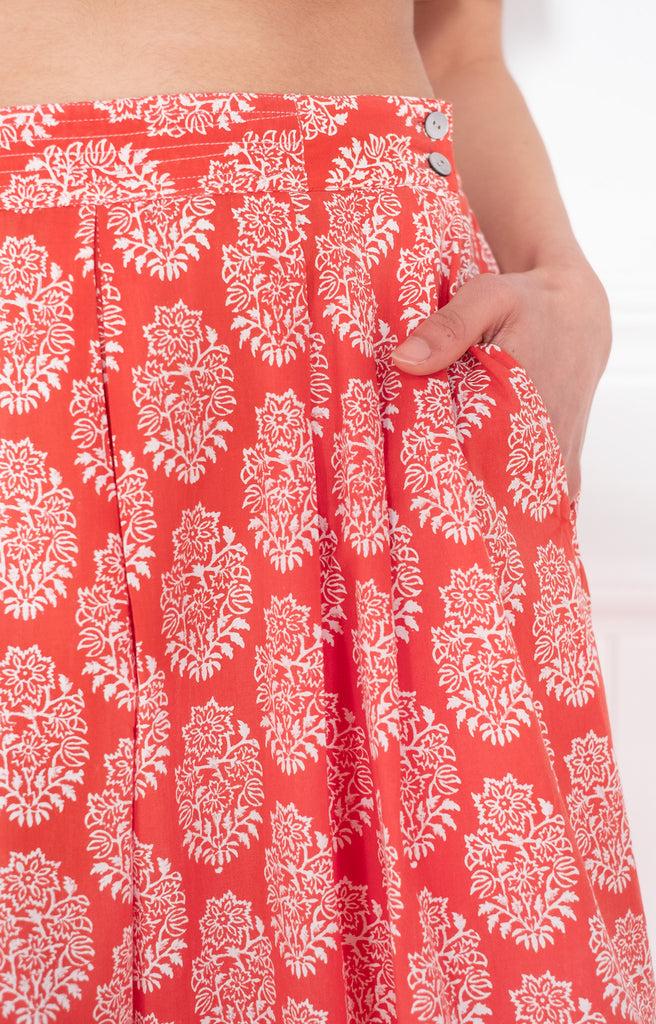 Anokhi Culottes In Coral Motif