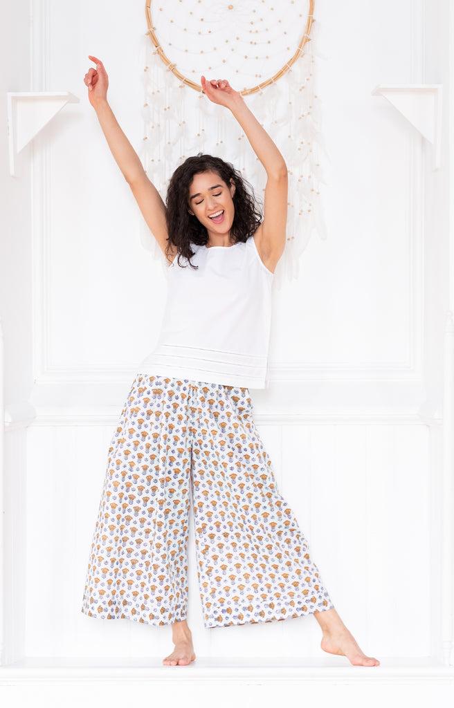 anokhi Culottes in Gold Tulip