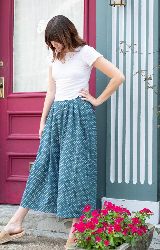 anokhi Culottes in Green Diamonds