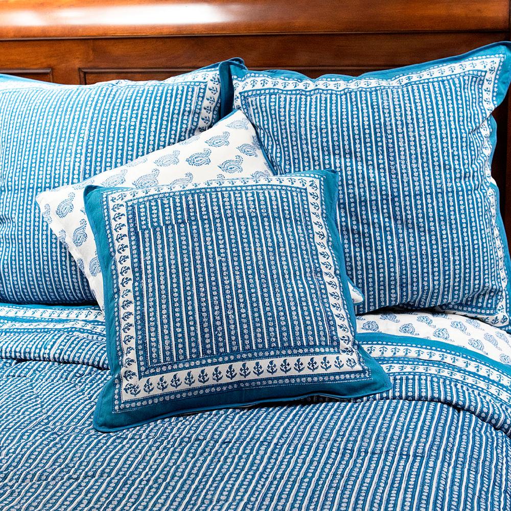 anokhi Cushion Covers in Denim Double Paisley