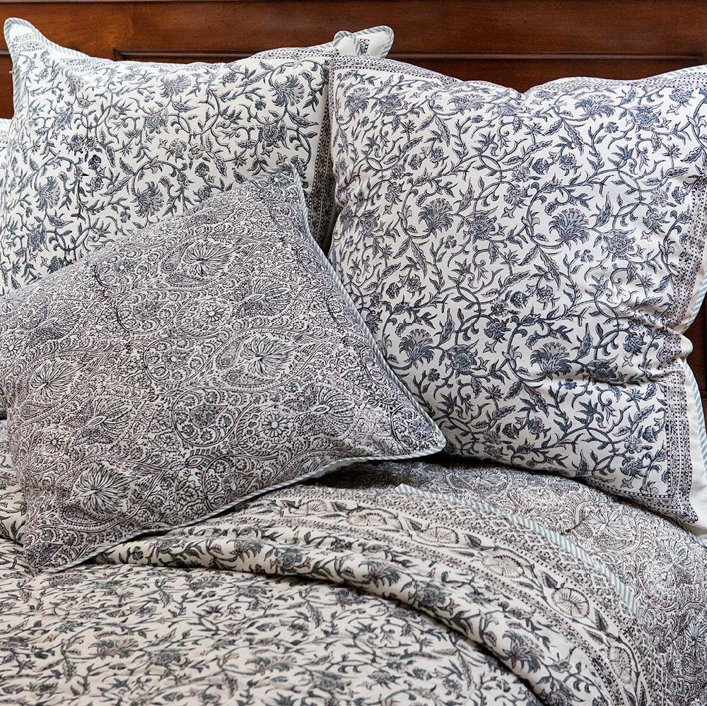 anokhi Cushion Covers in Grey Vines