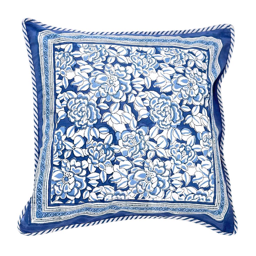 Anokhi Cushion Covers In Porcelain Flower Blue