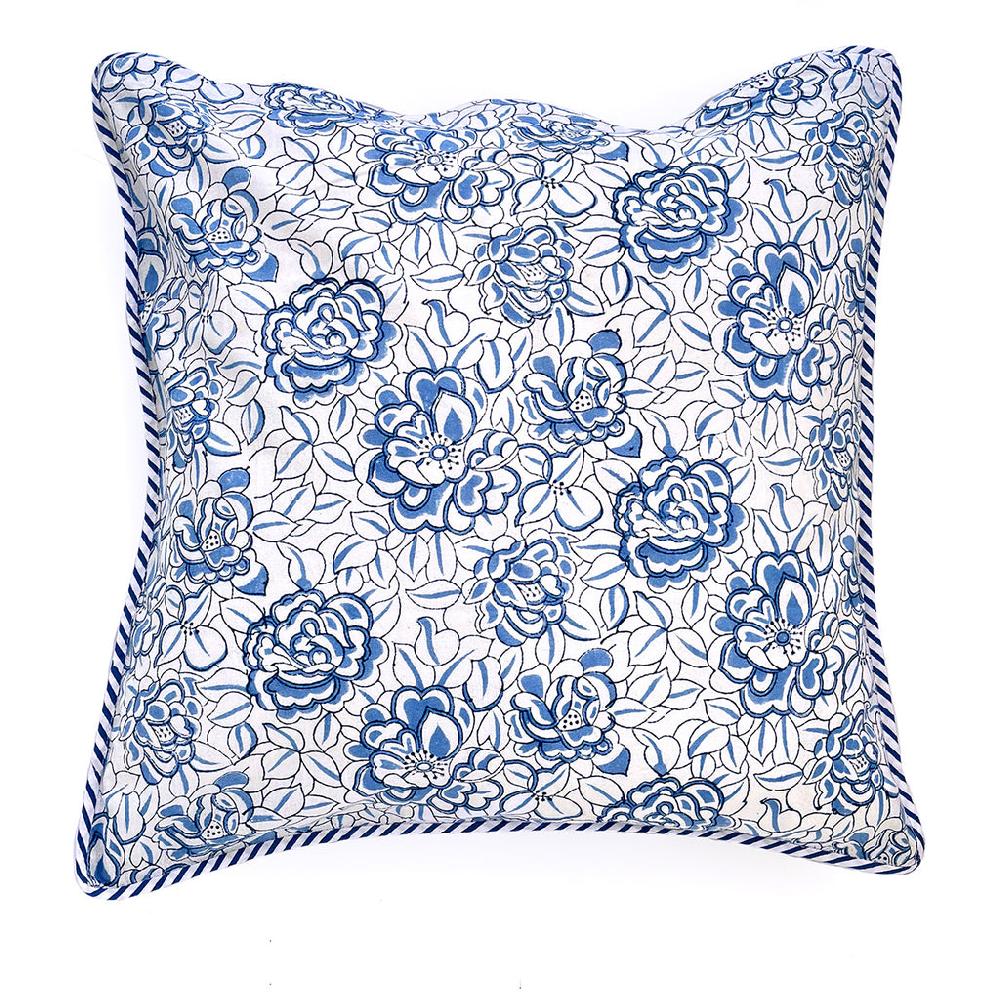 Anokhi Cushion Covers In Porcelain Flower Blue