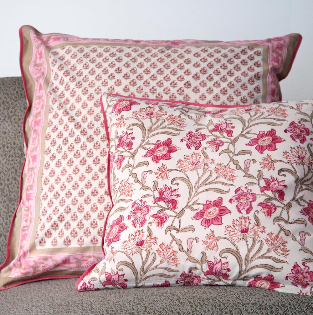 anokhi Cushion Covers in Tiny Coral