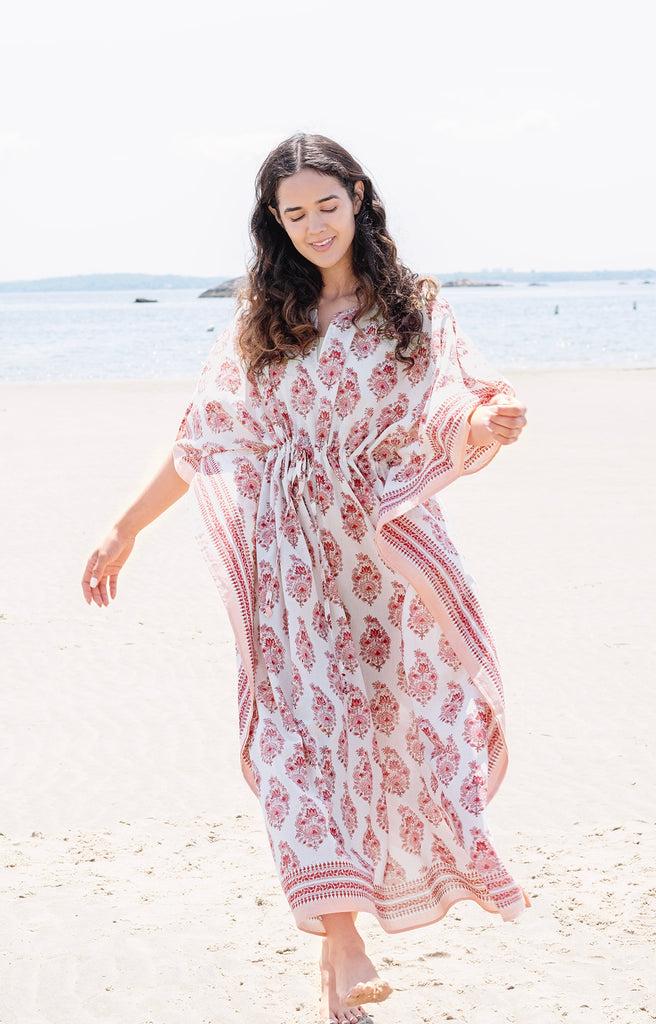 anokhi Drawstring Kaftan in Farrah Paisley